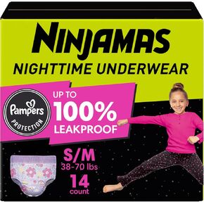Pampers Ninjamas Nighttime Bedwetting Underwear Girls - Size L (64-95+ lbs), 68 Count