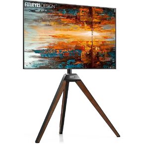 FITUEYES Design Corner TV Stand for 37-65 Inch LED LCD Screens, Tripod Easel TV Stand Modern TV Floor Mount Swivel with Concealed Storage for Bedroom/Living Room, Picasso Series