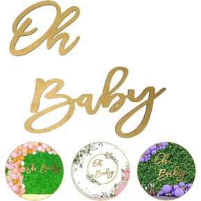 Cute Oh Baby Sign - Wooden Baby Shower Sign with Gold Painted Letters - Adorable Baby Banner for Gender Reveal Party Decor, Baby Shower Decorations - Stylish Photo Backdrop for Baby Boy and Baby Girl
