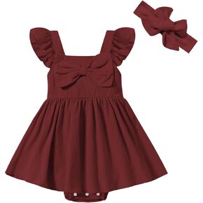 Newborn One-piece Romper Dress Infant Ruffle Sleeveless Bodysuit with Headband Baby Clothes Baby Girl Jumpsuits