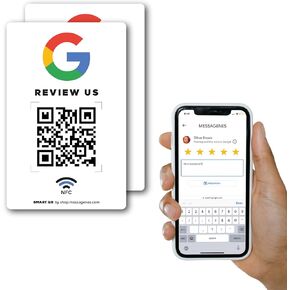 Reusable Review Tap Sticker for Google Reviews - 10-Sticker Pack - QR & Tap NFC Sticker - Review Us on Google Tap Sticker - iPhone & Android - Boost My Reviews Sticker - Set Up at Home | by MESSAGENES