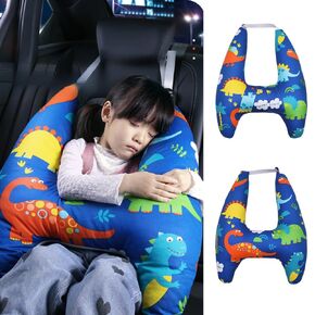 Kids' Travel Pillow Headrest Travel Pillow Cushion for The Back Seat of Car Seat Belt Adjuster for Child Sleeping Neck Shoulder Support Cushion Pad Cartoon Anime for Baby (Dinosaur)