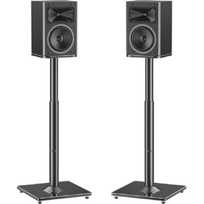 MOUNTUP Universal Speaker Stands Pair 28.3" to 37.4" Height Adjustable Floor Speaker Stands, Holds Bookshelf & Satellite Speaker Large Speaker, Up to 22LBS Cable Concealing 9.8" Plate Black MU9132-L