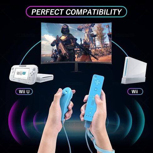 جهاز التحكم عن بعد Crifeir Wii وNunchuck، متوافق مع وحدات تحكم Wii/Wii U، مع ردود فعل الاهتزاز/وظيفة مكبر الصوت المدمجة (RB) in Saudi Arabia
