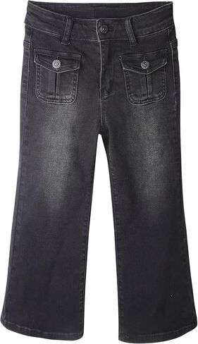 KIDSCOOL SPACE Girls Jeans, 12M-13T Wide Size Range Wide-leg Flared Stretchy Denim Pants in Saudi Arabia