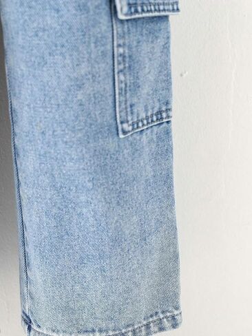 Floerns Toddler Girl's Elastic Waist Flap Pocket Wide Leg Jeans Pants in Saudi Arabia