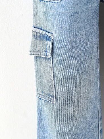 Floerns Toddler Girl's Elastic Waist Flap Pocket Wide Leg Jeans Pants in Saudi Arabia