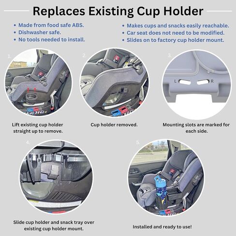 Cup Holder and Snack Tray for Nuna RAVA Car Seats (Does not fit Exec, PIPA, or REVV) - Holds Most Kids Water Bottles - Made from Food Safe ABS - Dishwasher Safe in Saudi Arabia