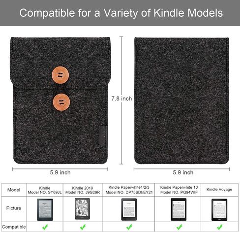 WALNEW Soft Sleeve for 6" Kindle-Sleeve Bag for Kindle 2019/ Kindle 4/5/Kindle Touch/Kindle Paperwhite/Kindle Paperwhite 10th/Kindle Voyage Protective Pouch,Gray in Saudi Arabia