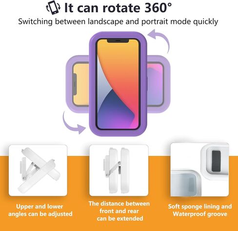 Waterproof Shower Phone Holder,360° Rotation Shower Phone Case, Angle Adjustable, Anti-Fog High Sensitivity,for Bathroom,Batheub, Kitchen Wall,Compatible with 4" - 6.8" Cell Phones in Kuwait
