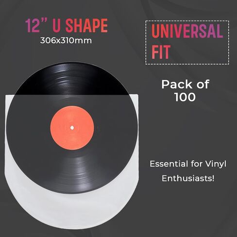 Vinyl Record Sleeves, Vinyl Inner Sleeves for 12-inch LP Albums, 3mm Thickness, Protects from Scratch & Dust, 100 Record Sleeves, Vinyl Album Covers in Saudi Arabia