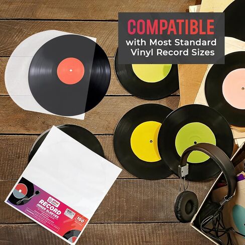 Vinyl Record Sleeves, Vinyl Inner Sleeves for 12-inch LP Albums, 3mm Thickness, Protects from Scratch & Dust, 100 Record Sleeves, Vinyl Album Covers in Saudi Arabia