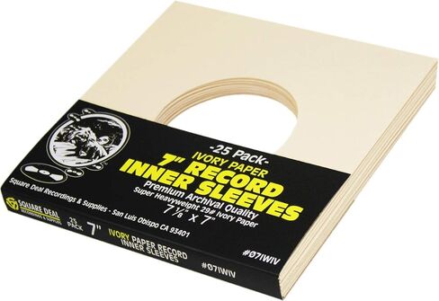 (25) 7" 45rpm Ivory Vinyl Record Inner Sleeves - Archival Quality, Super Heavyweight 29# Paper with Hole - 07IWIV in Saudi Arabia
