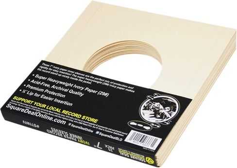 (25) 7" 45rpm Ivory Vinyl Record Inner Sleeves - Archival Quality, Super Heavyweight 29# Paper with Hole - 07IWIV in Saudi Arabia