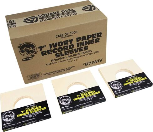 (25) 7" 45rpm Ivory Vinyl Record Inner Sleeves - Archival Quality, Super Heavyweight 29# Paper with Hole - 07IWIV in Saudi Arabia