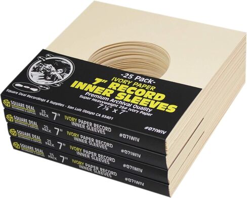 (25) 7" 45rpm Ivory Vinyl Record Inner Sleeves - Archival Quality, Super Heavyweight 29# Paper with Hole - 07IWIV in Saudi Arabia