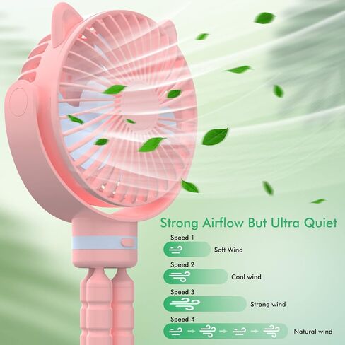 Rechargeable Portable Stroller Fan - Clip on Baby Fan 4000mAh Battery Operated with 4 Speeds, Detachable and 720° Rotatable Flexible Tripod Cooling Fan for Carseat/Crib/Treadmill (New Black) in Saudi Arabia