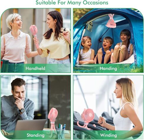 Rechargeable Portable Stroller Fan - Clip on Baby Fan 4000mAh Battery Operated with 4 Speeds, Detachable and 720° Rotatable Flexible Tripod Cooling Fan for Carseat/Crib/Treadmill (New Black) in Saudi Arabia
