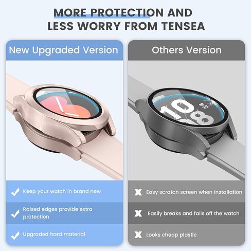 Tensea [2Pack] for Samsung Galaxy Watch FE 2024/5 2022/4 2021 Screen Protector Case 40mm Accessories, Protective Face Cover for 40 mm, Hard Bumper Built-in Tempered Glass Film for Women Men in Saudi Arabia