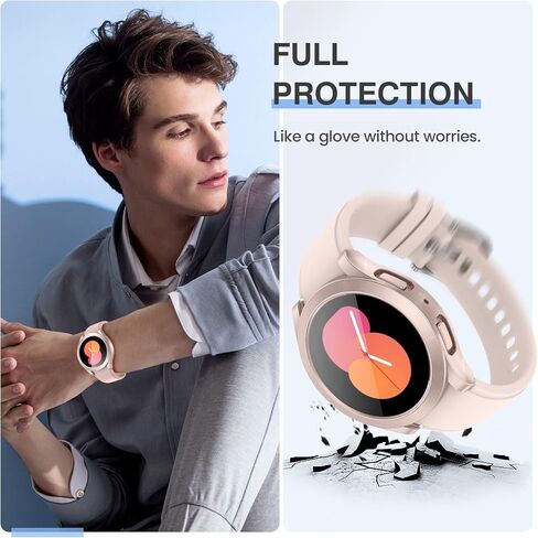 Tensea [2Pack] for Samsung Galaxy Watch FE 2024/5 2022/4 2021 Screen Protector Case 40mm Accessories, Protective Face Cover for 40 mm, Hard Bumper Built-in Tempered Glass Film for Women Men in Saudi Arabia