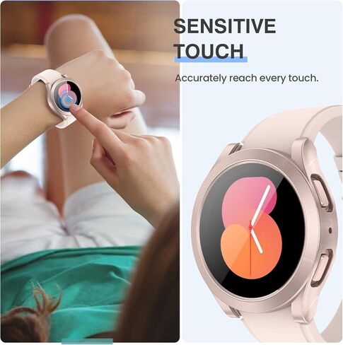 Tensea [2Pack] for Samsung Galaxy Watch FE 2024/5 2022/4 2021 Screen Protector Case 40mm Accessories, Protective Face Cover for 40 mm, Hard Bumper Built-in Tempered Glass Film for Women Men in Saudi Arabia
