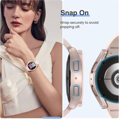 Tensea [2Pack] for Samsung Galaxy Watch FE 2024/5 2022/4 2021 Screen Protector Case 40mm Accessories, Protective Face Cover for 40 mm, Hard Bumper Built-in Tempered Glass Film for Women Men in Saudi Arabia
