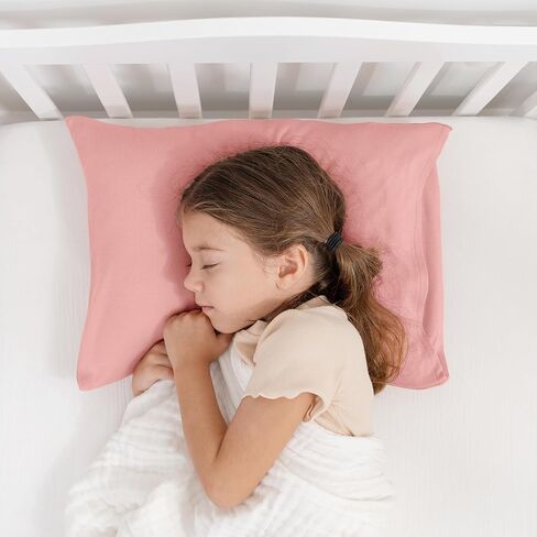 Comfy Cubs Toddler Pillow with Soft Cotton Pillowcase, 13"x18", Blush - Kids Pillow for Sleeping & Travel - Adorable & Comfortable Small Pillow - Kids Travel Pillow with Breathable Microfiber Fill in Saudi Arabia