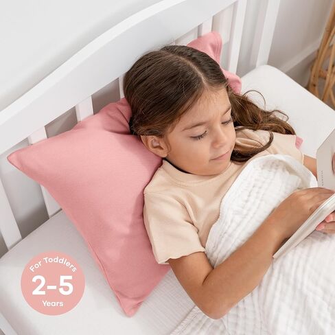 Comfy Cubs Toddler Pillow with Soft Cotton Pillowcase, 13"x18", Blush - Kids Pillow for Sleeping & Travel - Adorable & Comfortable Small Pillow - Kids Travel Pillow with Breathable Microfiber Fill in Saudi Arabia