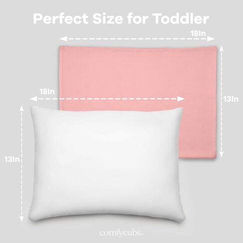 Comfy Cubs Toddler Pillow with Soft Cotton Pillowcase, 13"x18", Blush - Kids Pillow for Sleeping & Travel - Adorable & Comfortable Small Pillow - Kids Travel Pillow with Breathable Microfiber Fill in Saudi Arabia