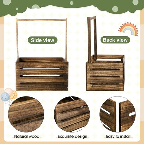Barydat Wooden Baby Shower Crate Closet Basket with Handle Baby Announcement Sign Garland Hangers Large Letter, Wooden Gift Crate, Letters for Pregnancy New Parent Party(Brown) in Saudi Arabia