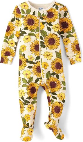 The Children's Place Baby and Toddler Long Sleeve 100% Cotton Zip-front One Piece Footed Pajama in Saudi Arabia