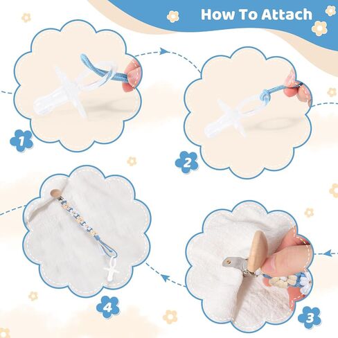 Pacifier Clip for Boys Girls Floral Daisy Macrame Baby Paci Clip Pacifier Holder Leash Boho Wooden Clips Handmade Braided Cotton Binky Clips (1pack:Light Yellow Daisy B) in Saudi Arabia