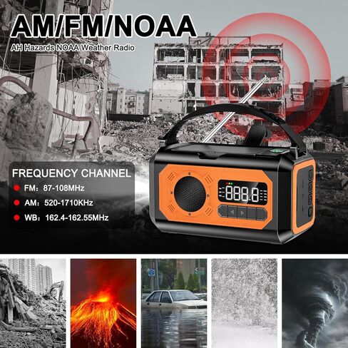 12000mAh Emergency Radio, Portable Weather Alert Radio AM/FM/NOAA, Hand Crank Radio, Solar Radio with Flashlight, Reading Lamp, SOS Alarm, USB Charger, for Home & Outdoor Emergency (Army Green) in Saudi Arabia