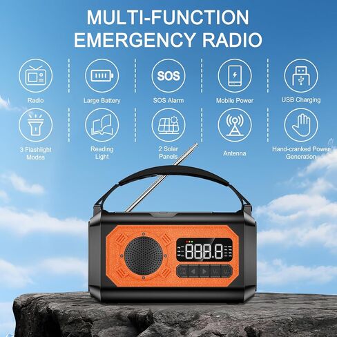 12000mAh Emergency Radio, Portable Weather Alert Radio AM/FM/NOAA, Hand Crank Radio, Solar Radio with Flashlight, Reading Lamp, SOS Alarm, USB Charger, for Home & Outdoor Emergency (Army Green) in Saudi Arabia