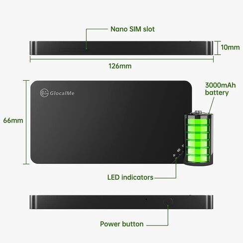 GlocalMe U3 Mobile Hotspot Device with US 10GB Data 30 Days, Wireless Portable WiFi for Local Global Travel in 200+ Countries, No SIM Card Needed, Smart Local Network Auto-Selection, Pocket WiFi in Saudi Arabia