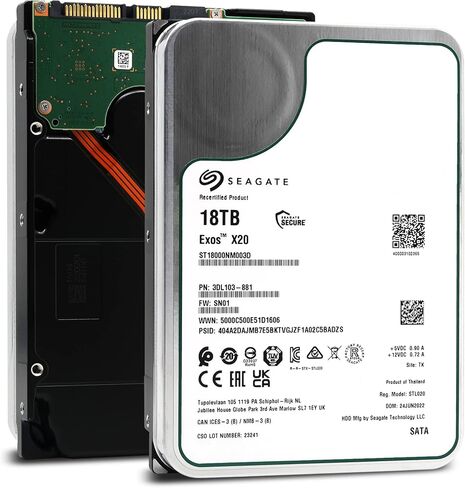 Seagate Exos X20 18TB 7200 RPM 512e SATA 6Gb/s 3.5" Enterprise Hard Drive - ST18000NM003D (Renewed) in Saudi Arabia