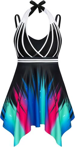 Hanna Nikole Plus Size Swimdress for Women Tankini Swimsuits Flowy Two Pieces Bathing Suits with Shorts in Saudi Arabia