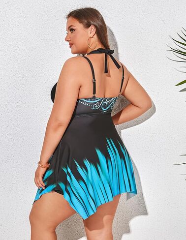 Hanna Nikole Plus Size Swimdress for Women Tankini Swimsuits Flowy Two Pieces Bathing Suits with Shorts in Saudi Arabia