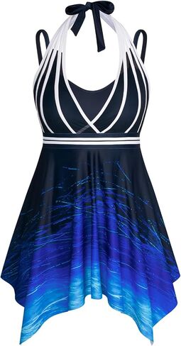Hanna Nikole Plus Size Swimdress for Women Tankini Swimsuits Flowy Two Pieces Bathing Suits with Shorts in Saudi Arabia