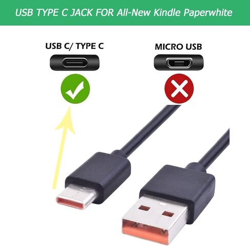 10FT USB-C Charger Cable Power Cord Wire Compatible with All-New Kindle Paperwhite 8G, Paperwhite Signature Edition 32G & Paperwhite Kids 11th Generation or 2021 & Newer (USB C Charger Set) in Saudi Arabia