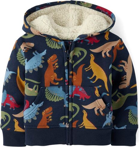 The Children's Place Baby Boys' and Toddler Long Sleeve, Sherpa Lined, Zip-front Hoodie Sweatshirt in Saudi Arabia
