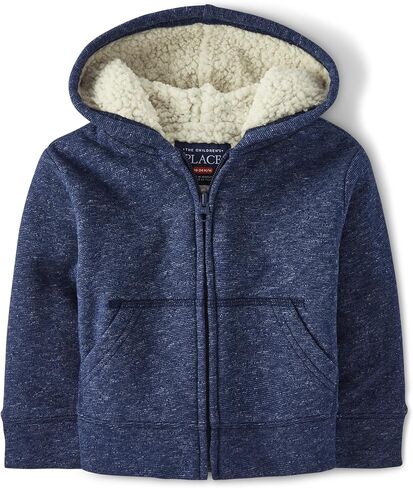 The Children's Place Baby Boys' and Toddler Long Sleeve, Sherpa Lined, Zip-front Hoodie Sweatshirt in Saudi Arabia