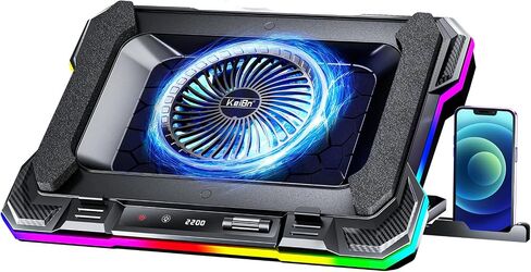 KeiBn Gaming Laptop Cooling Pad, Laptop Cooling Stand with 5.5inch External Cooling Fan, Rapid Cooling Laptop 15.6-19.3inch, Infinitely Variable Speed, 8 Height Stands, 4 USB Ports-K1 5V in Saudi Arabia