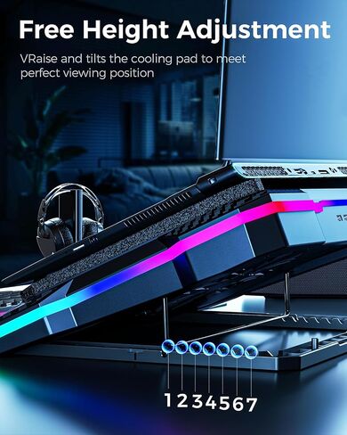 KeiBn Gaming Laptop Cooling Pad, Laptop Cooling Stand with 5.5inch External Cooling Fan, Rapid Cooling Laptop 15.6-19.3inch, Infinitely Variable Speed, 8 Height Stands, 4 USB Ports-K1 5V in Saudi Arabia