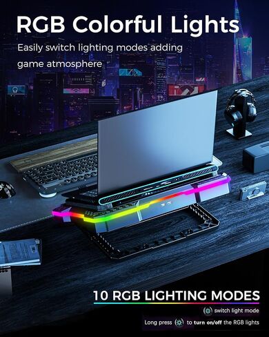 KeiBn Gaming Laptop Cooling Pad, Laptop Cooling Stand with 5.5inch External Cooling Fan, Rapid Cooling Laptop 15.6-19.3inch, Infinitely Variable Speed, 8 Height Stands, 4 USB Ports-K1 5V in Saudi Arabia