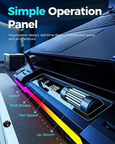 KeiBn Gaming Laptop Cooling Pad, Laptop Cooling Stand with 5.5inch External Cooling Fan, Rapid Cooling Laptop 15.6-19.3inch, Infinitely Variable Speed, 8 Height Stands, 4 USB Ports-K1 5V in Saudi Arabia