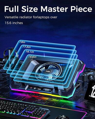 KeiBn Gaming Laptop Cooling Pad, Laptop Cooling Stand with 5.5inch External Cooling Fan, Rapid Cooling Laptop 15.6-19.3inch, Infinitely Variable Speed, 8 Height Stands, 4 USB Ports-K1 5V in Saudi Arabia