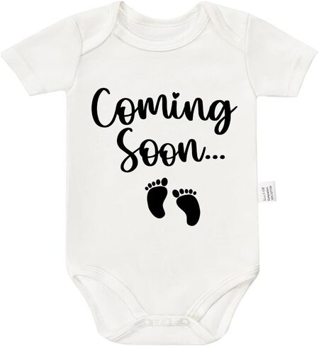 Coming Soon Bodysuits Baby Announcement, Toddler Boys Girls Cotton Romper Short Sleeve Jumpsuit Outfits 0-24 Months in Saudi Arabia