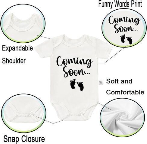 Coming Soon Bodysuits Baby Announcement, Toddler Boys Girls Cotton Romper Short Sleeve Jumpsuit Outfits 0-24 Months in Saudi Arabia
