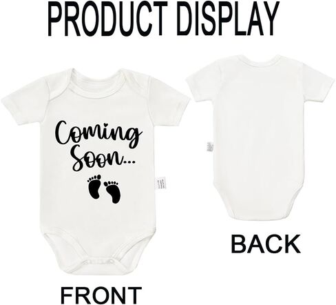 Coming Soon Bodysuits Baby Announcement, Toddler Boys Girls Cotton Romper Short Sleeve Jumpsuit Outfits 0-24 Months in Saudi Arabia